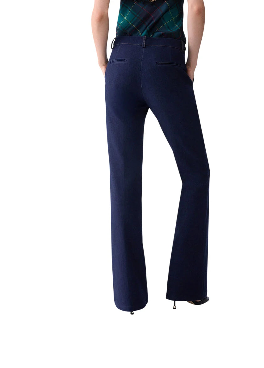 Liu Jo jeans donna a zampa con catenelle logate lavaggio blu
