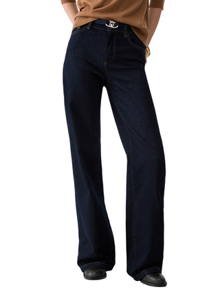 Liu Jo jeans flare donna vita alta con cintina lavaggio blu scuro