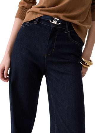 Liu Jo jeans flare donna vita alta con cintina lavaggio blu scuro