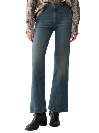 Liu Jo jeans a zampa donna con bottoni gioiello lavaggio blu