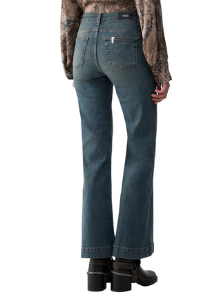 Liu Jo jeans a zampa donna con bottoni gioiello lavaggio blu