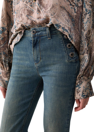 Liu Jo jeans a zampa donna con bottoni gioiello lavaggio blu