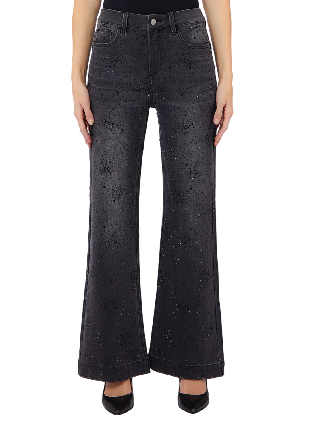 Liu Jo jeans a zampa Glam con applicazioni gioiello lavaggio nero