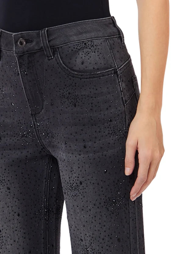 Liu Jo jeans a zampa Glam con applicazioni gioiello lavaggio nero
