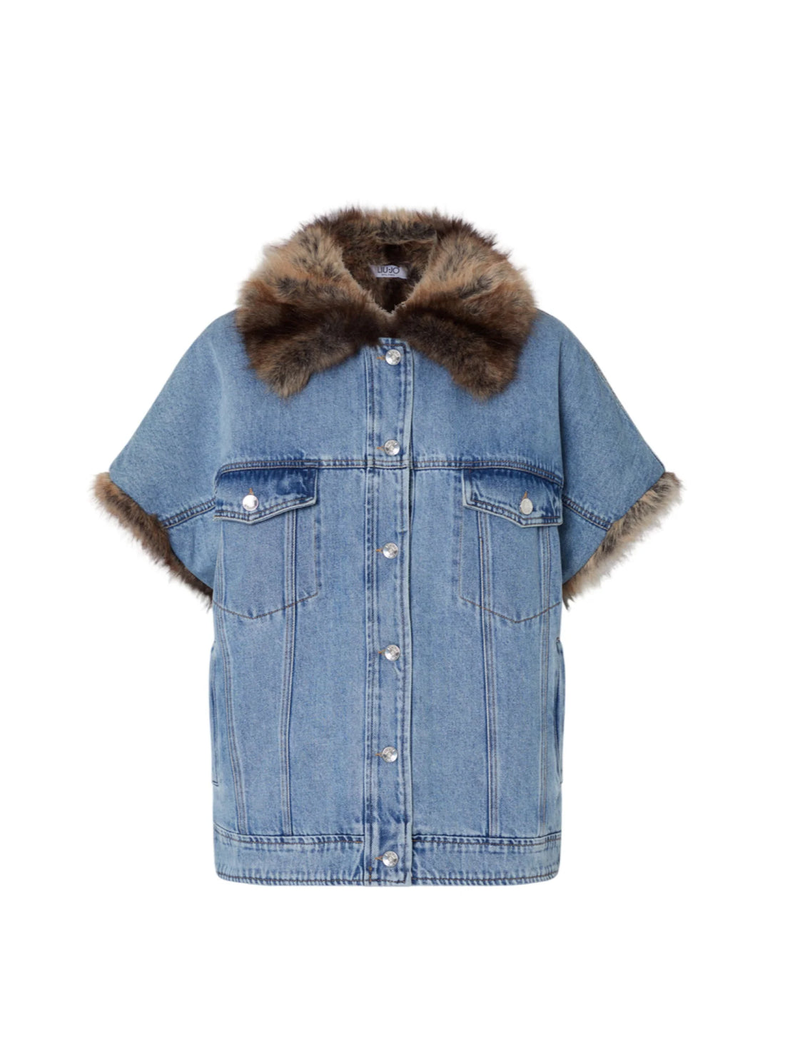 Liu Jo giubbino smanicato in denim con ecopelliccia lavaggio blu