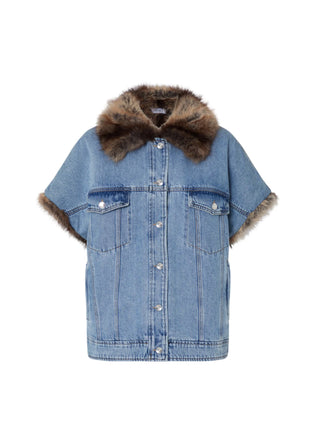 Liu Jo giubbino smanicato in denim con ecopelliccia lavaggio blu UF6154D0347 79093 LIU JO 