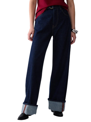 Liu Jo jeans wide leg donna con cintura lavaggio blu scuro