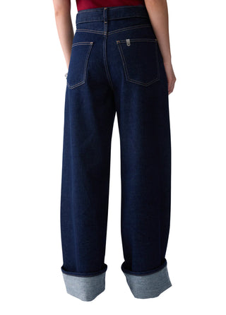 Liu Jo jeans wide leg donna con cintura lavaggio blu scuro