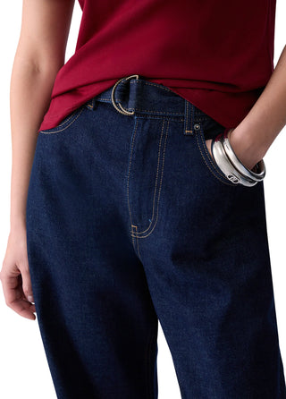 Liu Jo jeans wide leg donna con cintura lavaggio blu scuro