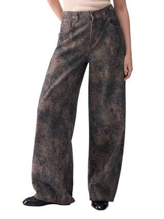 Liu Jo jeans ballon donna in fantasia glitterata marrone beige