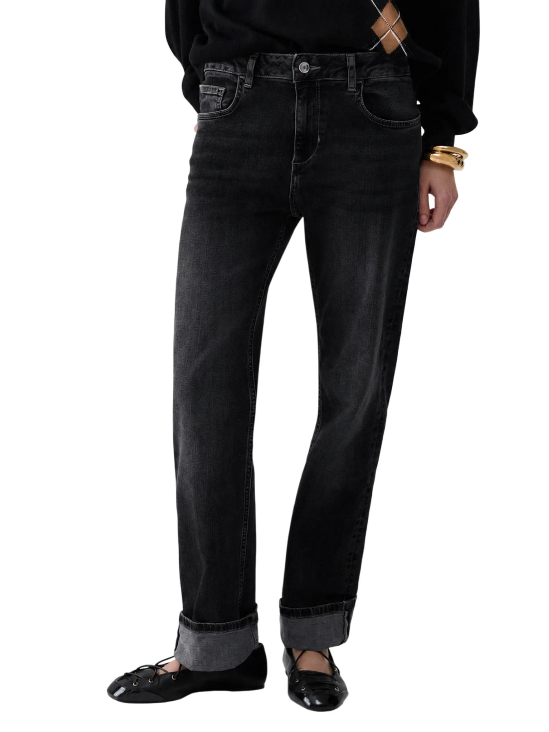 Liu Jo jeans donna straight in denim stretch lavaggio nero