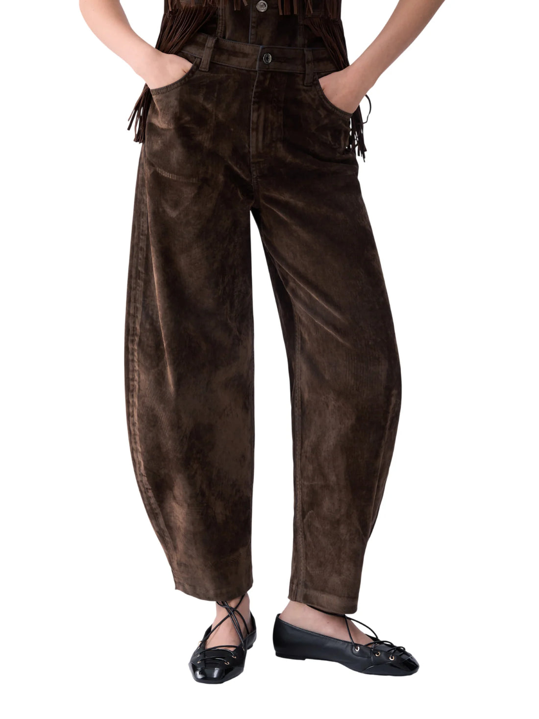 Liu Jo pantaloni donna ballon tessuto floccato marrone