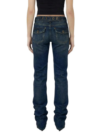 Liu Jo feat Elodie jeans donna Arriccio vita bassa in denim blu scuro