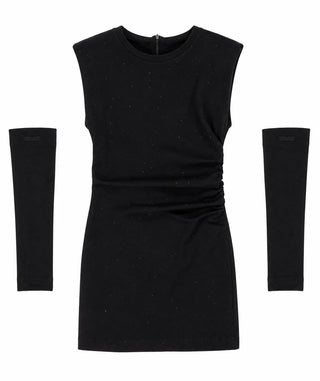 Lulù by Miss Grant abito bambina e manicotti con strass nero LL4453 NERO LU LU'