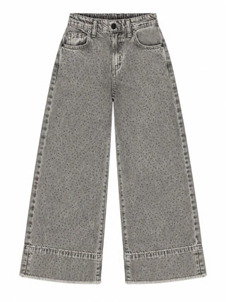 Lulù by Miss Grant jeans bambina gamba larga con strass lavaggio grigio LL4566 NERO LU LU'