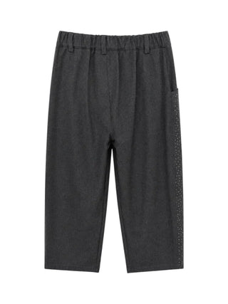 Lulù by Miss Grant pantaloni gamba larga bambina con strass grigio LL4592 ANTRACITE LU LU'
