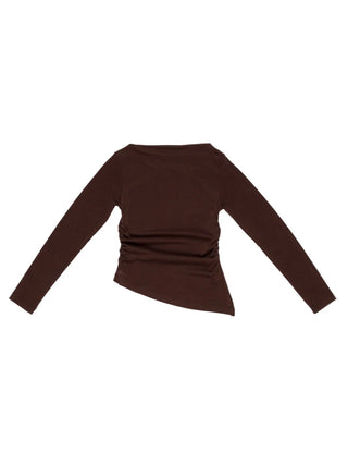 Lulù by Miss Grant T-shirt drappeggiata bambina manica lunga marrone LL4664 MORO LU LU'