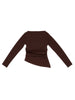 Lulù by Miss Grant T-shirt drappeggiata bambina manica lunga marrone
