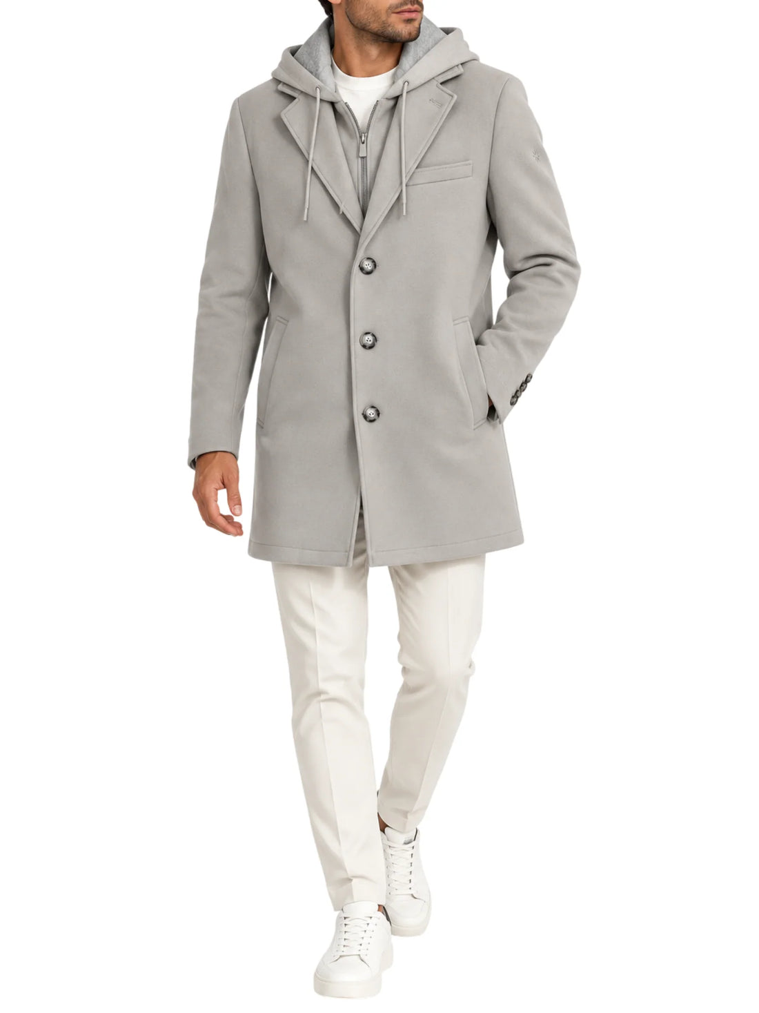 Manuel Ritz cappotto uomo effetto giacca con cappuccio ecrù