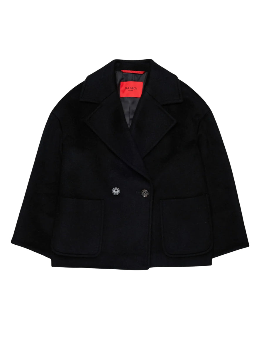 Max&Co cappotto corto doppiopetto bambina in lana nero MX0229-MX052 MX900 MAX&CO 
