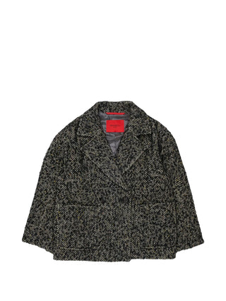 Max&Co cappotto doppiopetto corto bambina in lana spigata nero MX0440-MX02N MX900 MAX&CO 