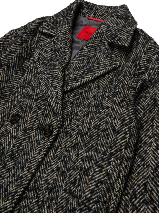 Max&Co cappotto doppiopetto corto bambina in lana spigata nero MX0440-MX02N MX900 MAX&CO