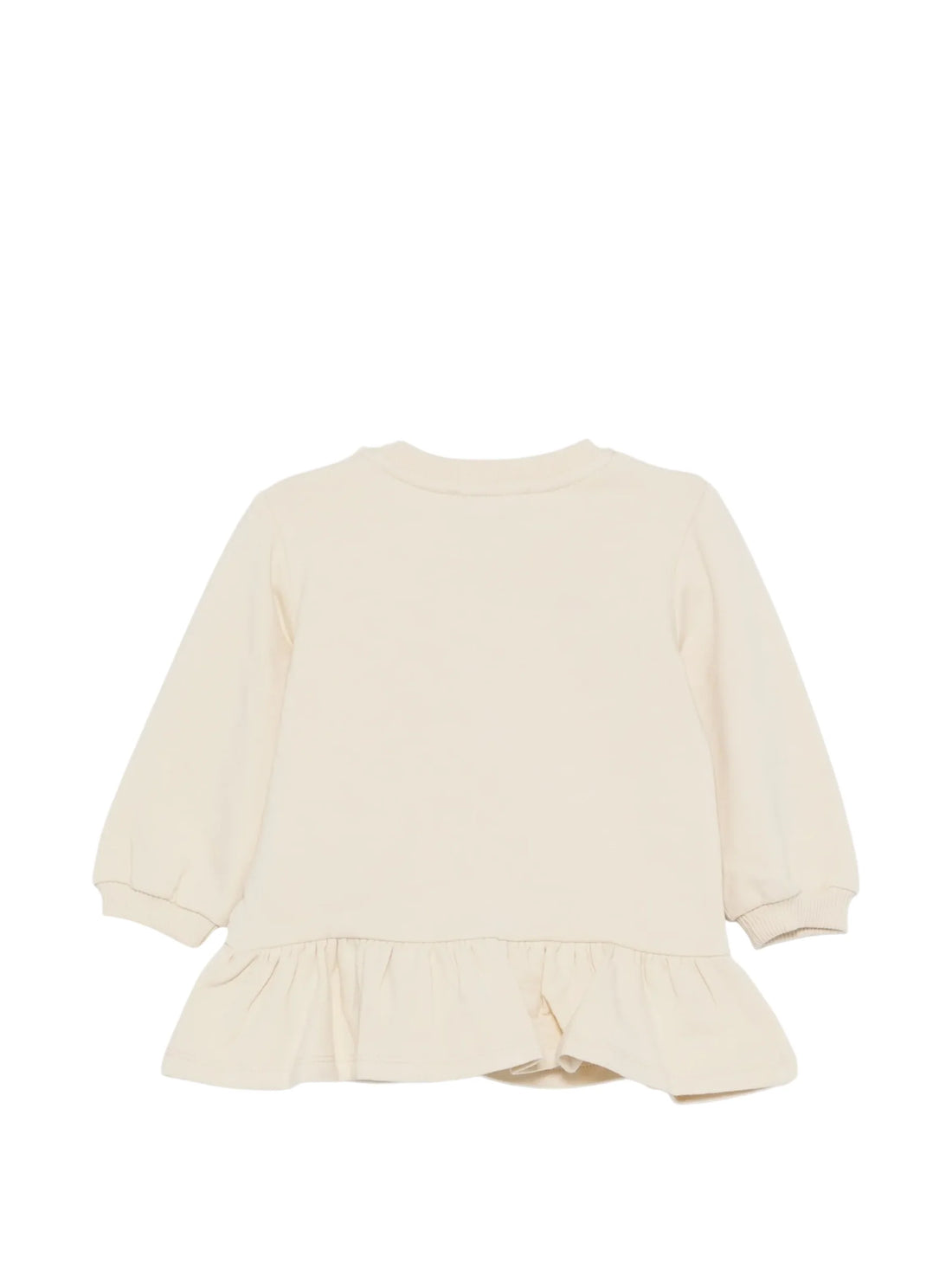 Moschino abito neonata in cotone felpato con orsetto beige