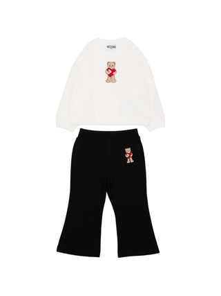Moschino completo sportivo neonata felpa e pantaloni flare con orsetto panna nero MDK03GLDA63 83933 MOSCHINO 