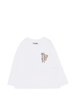 Moschino T-shirt unisex neonato manica lunga con orsetto bianco MNO014LAA58 10101 MOSCHINO 
