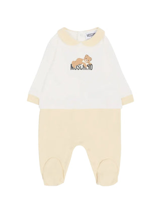 Moschino tutina unisex neonatocon piedini bianco beige MPY06ZLCA40 83631 MOSCHINO 