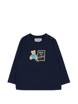 Moschino T-shirt manica lunga con orsetto blu MQO014LAA10 40016 MOSCHINO 