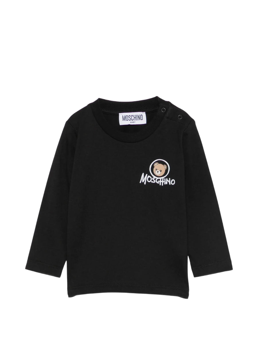 Moschino T-shirt neonato manica lunga con orsetto nero