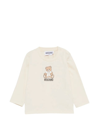 Moschino T-shirt manica lunga unisex neonato con orsetto beige MTO014LAA10 20404 MOSCHINO 