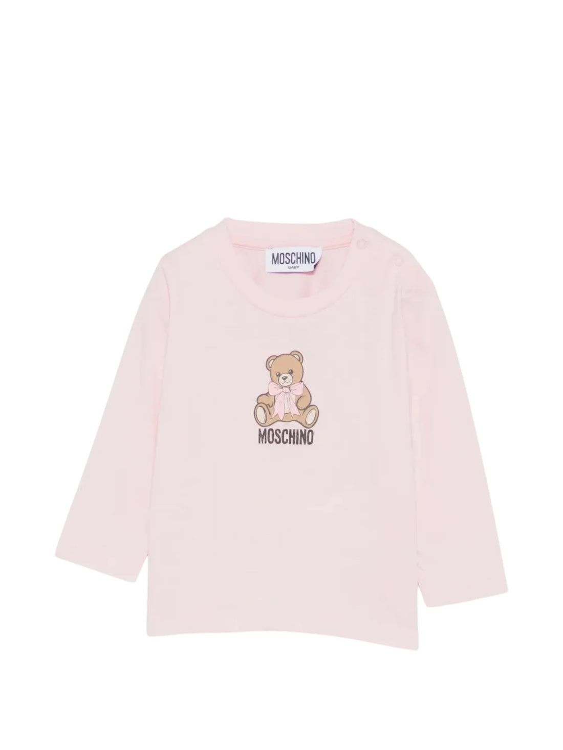 Moschino T-shirt manica lunga unisex neonato con orsetto rosa