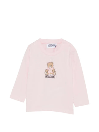 Moschino T-shirt manica lunga unisex neonato con orsetto rosa MTO014LAA10 50209 MOSCHINO 