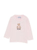 Moschino T-shirt manica lunga unisex neonato con orsetto rosa