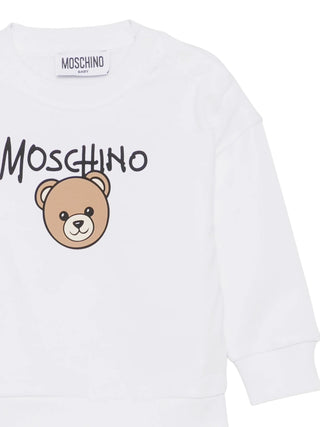 Moschino felpa unisex neonato con orsetto bianco MUF06HLCA83 10101 MOSCHINO