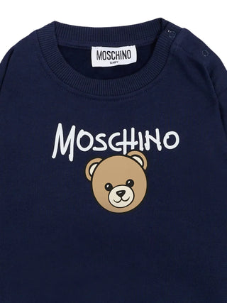 Moschino felpa unisex neonato con orsetto blu MUF06HLCA83 40016 MOSCHINO