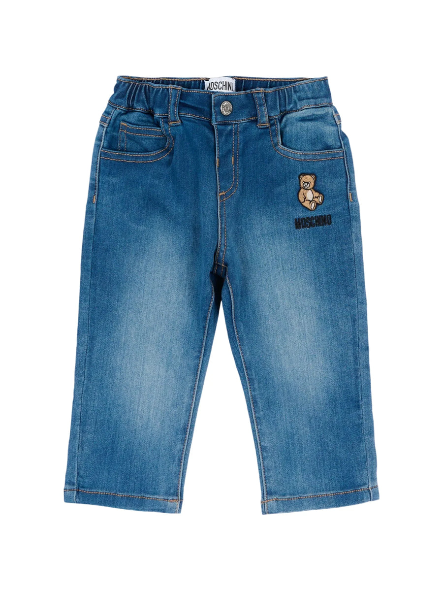 Moschino jeans unisex neonato slim con orsetto lavaggio medio
