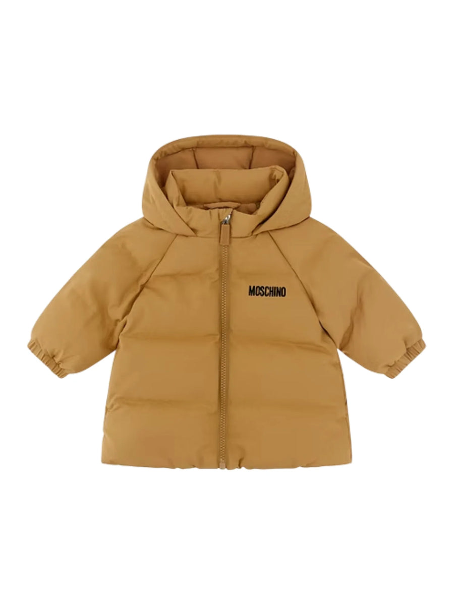 Moschino piumino con cappuccio neonato color cuoio