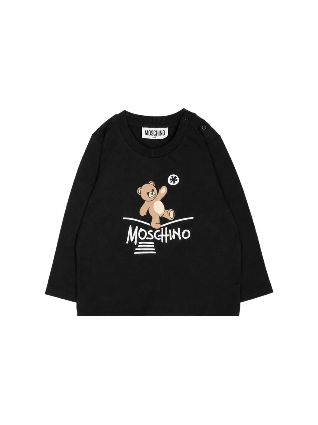 Moschino felpa neonato in cotone felpato stampa orsetto nero
