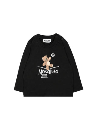 Moschino felpa neonato in cotone felpato stampa orsetto nero MVF060LCA83 60100 MOSCHINO 