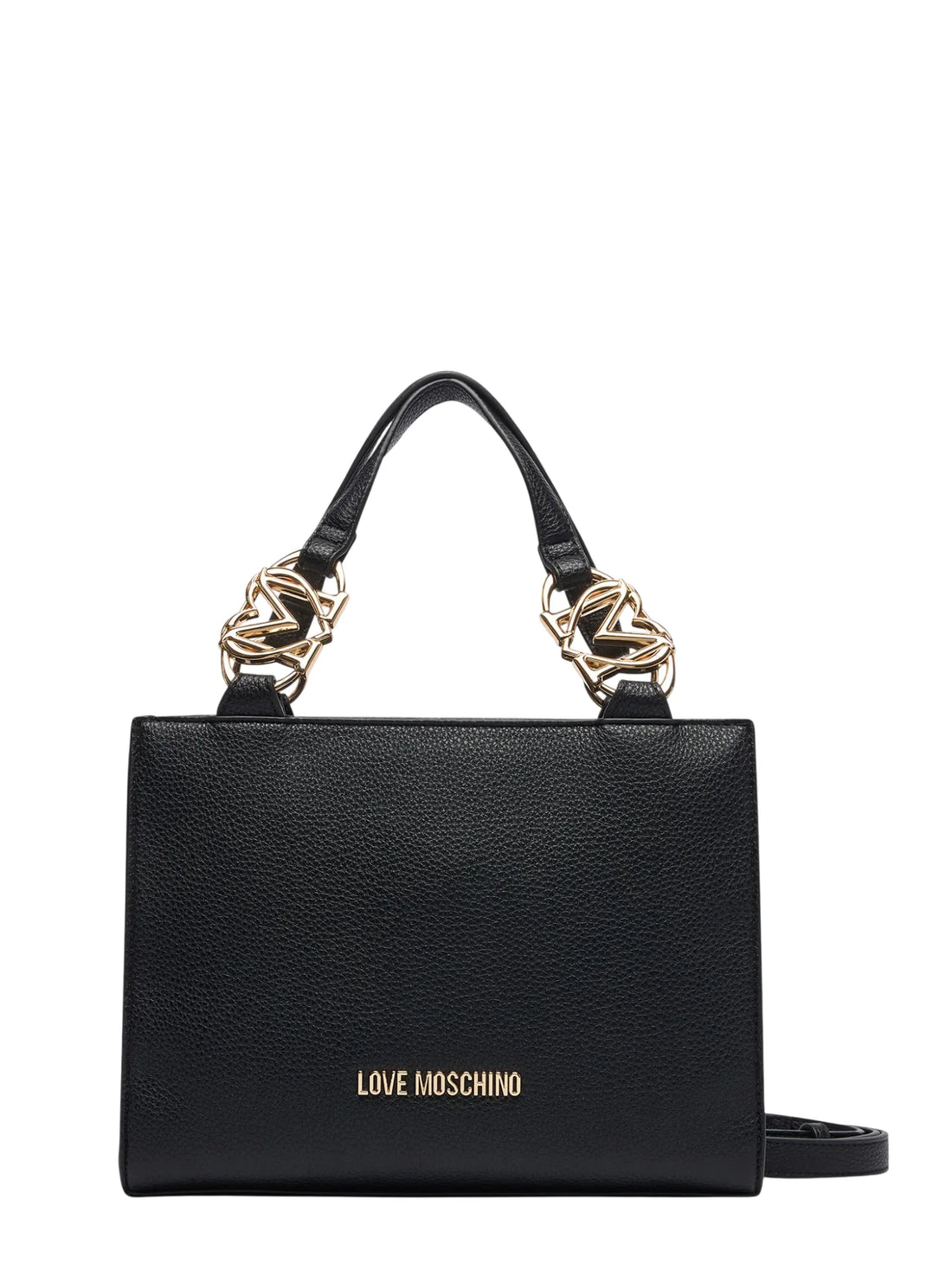 Love Moschino borsa a mano in ecopelle martellata con tracolla nero