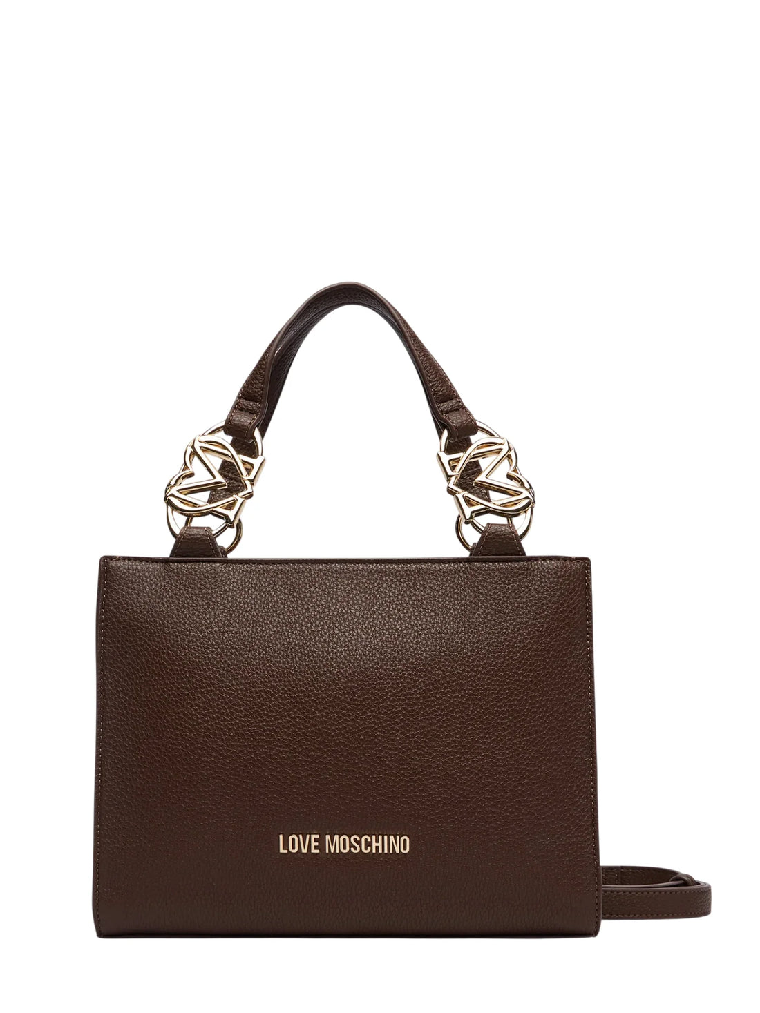 Love Moschino borsa a mano in ecopelle martellata con tracolla marrone