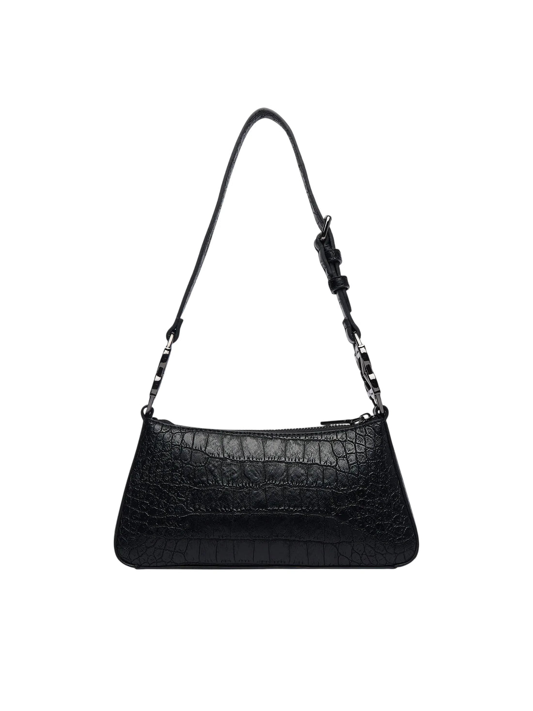Love Moschino borsa a tracolla in ecopelle effetto coccodrillo nero argento