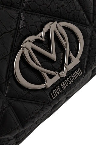 Love Moschino zaino donna in ecopelle cocco con placca logo nero argento JC4037PP1P-LF1 000 MOSCHINO LOVE