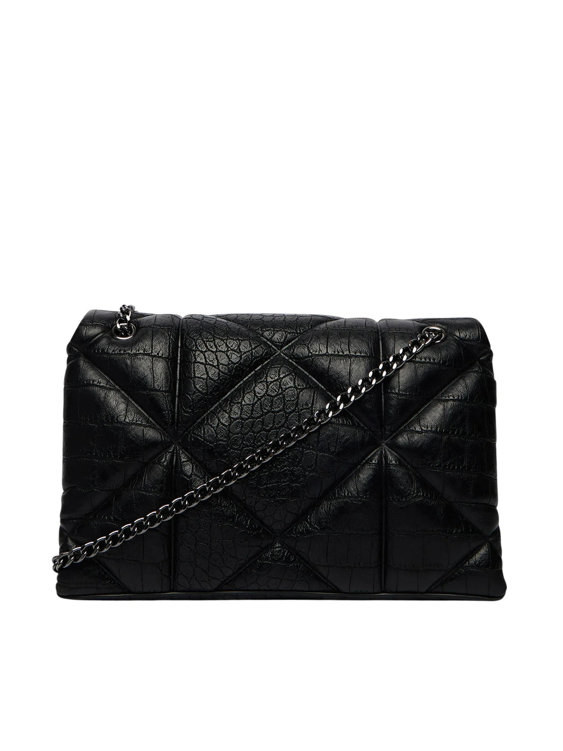Love Moschino borsa a spalla in ecopelle trapuntata cocco nero argento