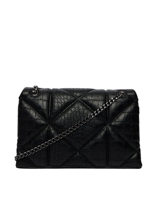 Love Moschino borsa a spalla in ecopelle trapuntata cocco nero argento JC4041PP1P-LF1 000 MOSCHINO LOVE 