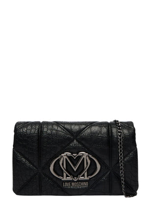 Love Moschino borsa a tracolla in ecopelle trapuntata effetto coccodrillo nero argento JC4043PP1P-LF1 000 MOSCHINO LOVE 