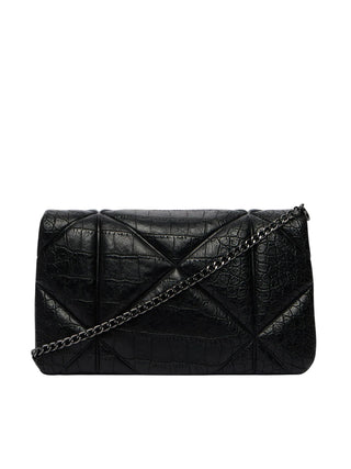 Love Moschino borsa a tracolla in ecopelle trapuntata effetto coccodrillo nero argento JC4043PP1P-LF1 000 MOSCHINO LOVE 